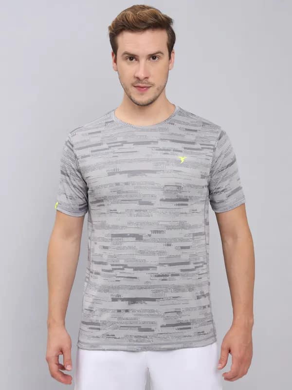 Technosport Half Sleeve Round Neck T-Shirt Light Gray (OR-60)